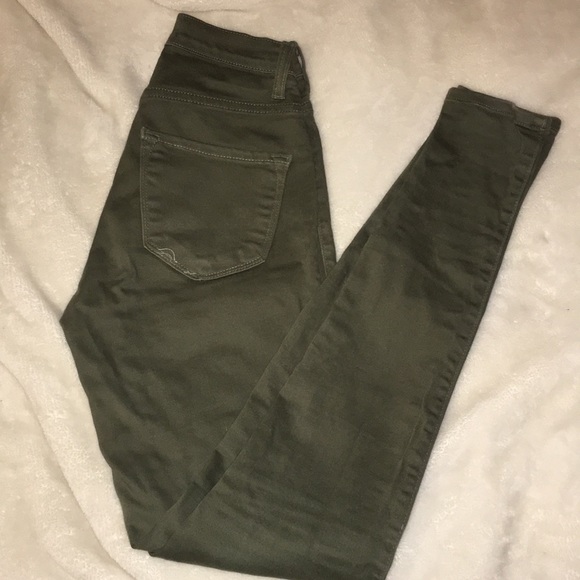 Vibrant Denim - Army green high waisted jeans